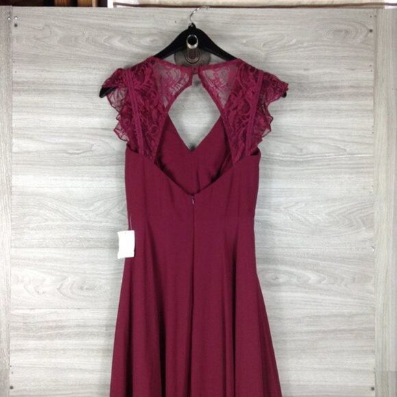 Hayley Paige Occasions Wine 5912 Bridesmaids Gown size 2 - Picture 5 of 8